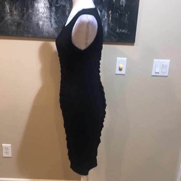 Calvin Klein Black Draped Pleats Front and Back Sheath Dress - No Size Tag - Picture 5 of 14